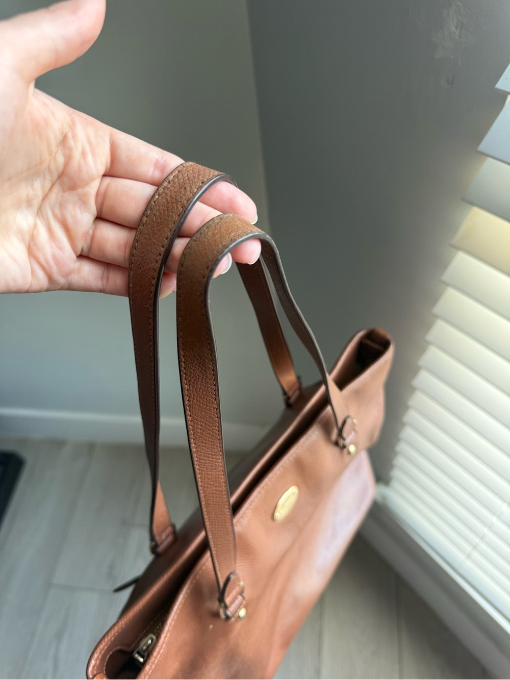 Coach Tan Pebble Leather Tote with Gold Hardware - Picture 11 of 13